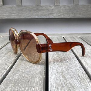 Yves Saint Laurent YSL Vintage Rare Retro Sunglasses Brown Amber Tan
